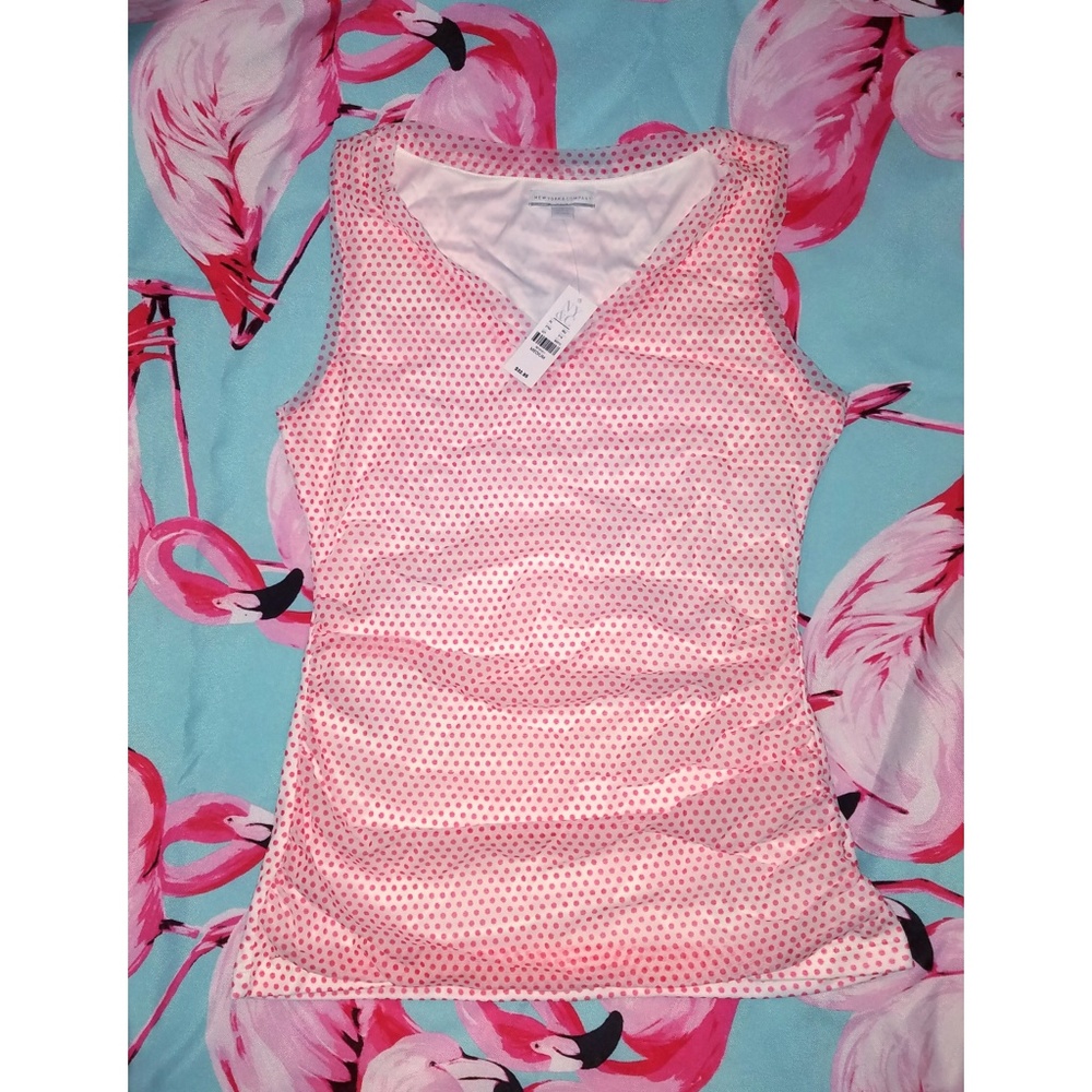 NWT NY&CO Pink Polka Dot Blouse